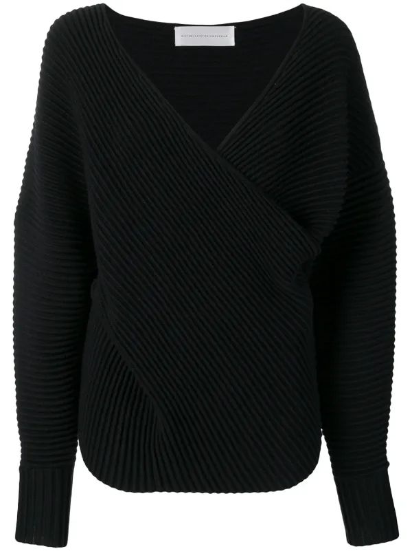 Victoria Victoria Beckham Drape Front Sweater Farfetch Com