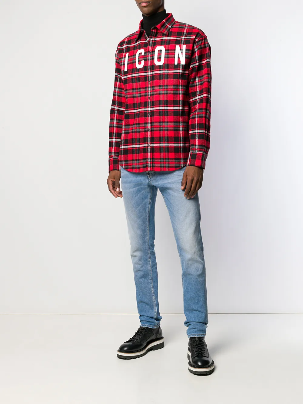 DSQUARED2 Icon geruit shirt Rood