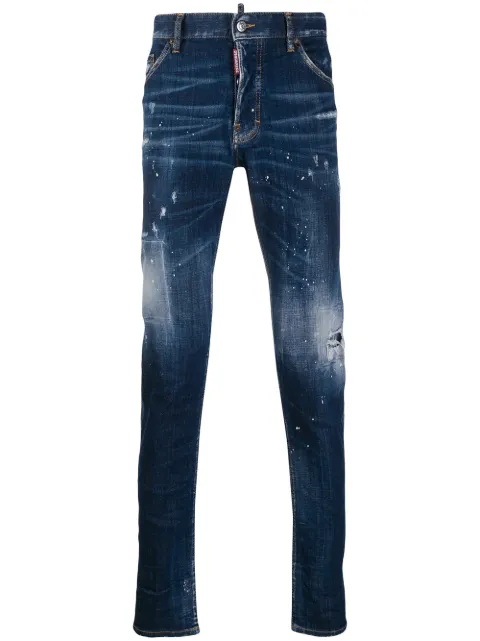 DSQUARED2 jean slim à effet usé