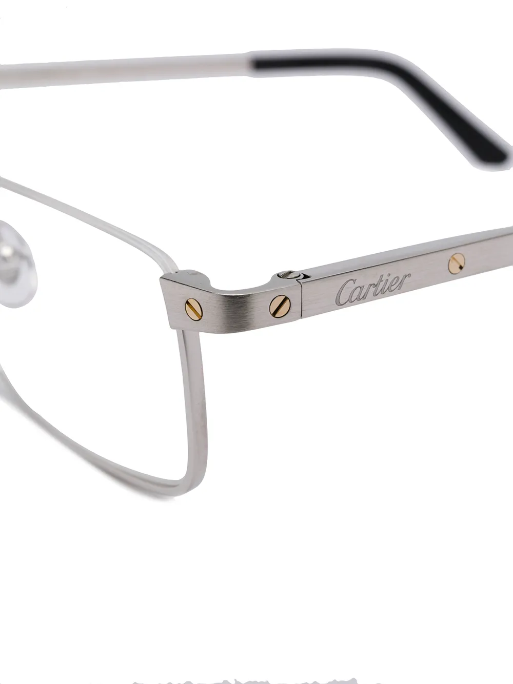  Cartier Eyewear Brille Mit Eckigem Gestell   Silber 