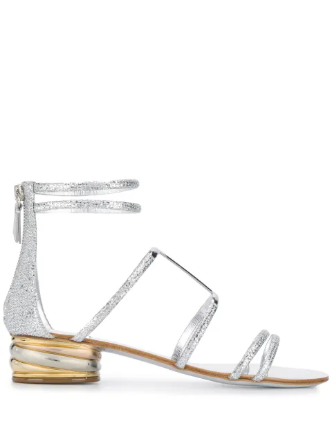 Click to view more detailed imagery on our partner's website Casadei Glitter Flat Sandals In Silver