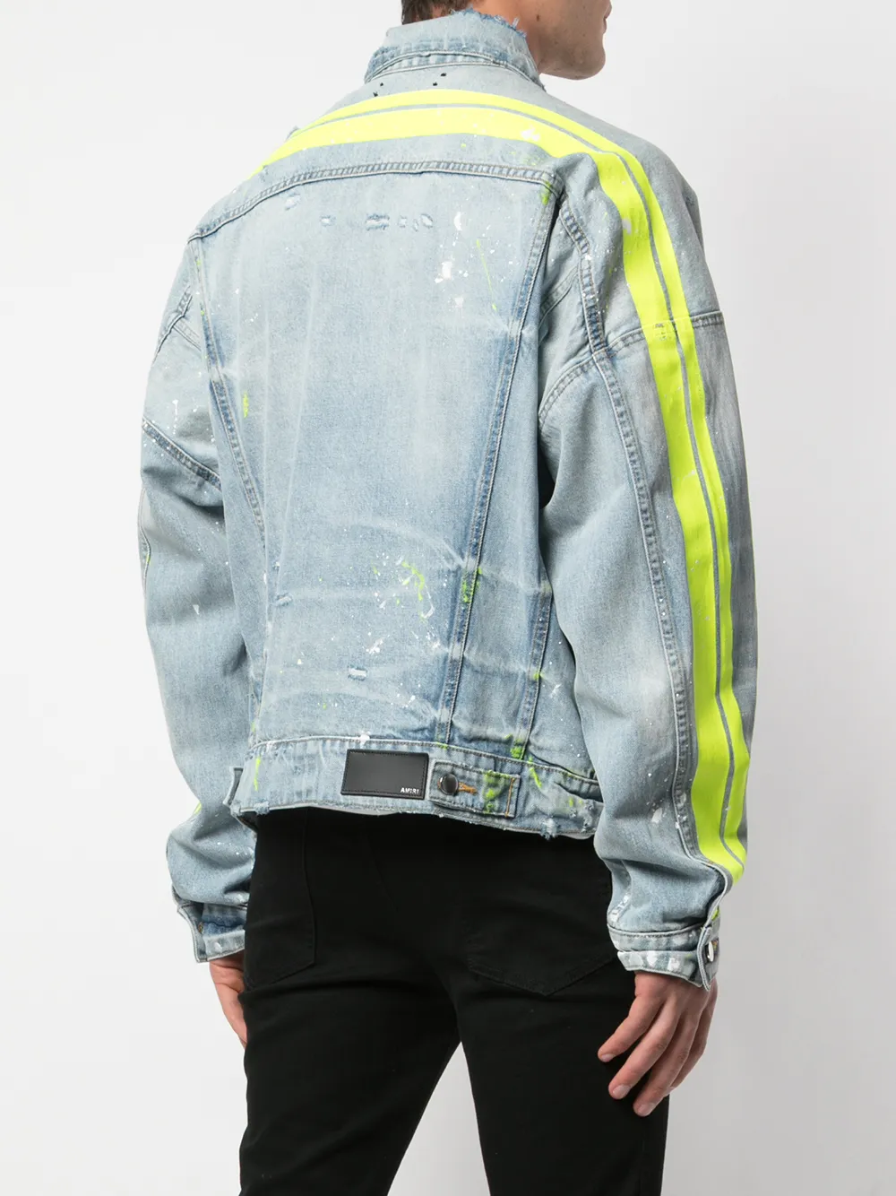amiri jeans lime green stripe