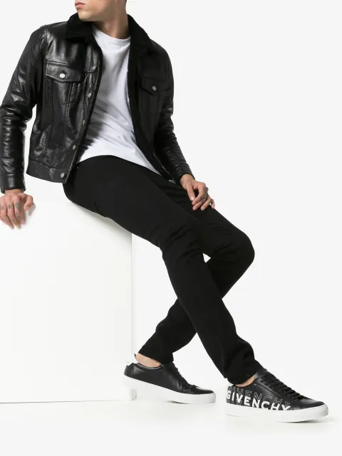 Givenchy Embroidered Logo Low Top Sneakers In Black