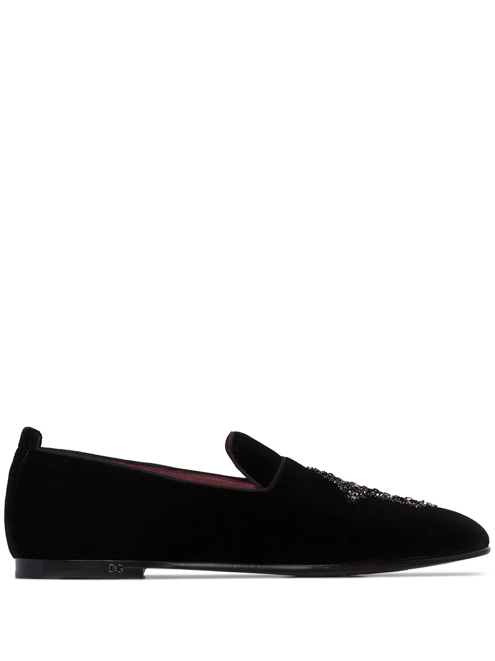 

Dolce & Gabbana Vatican embellished velvet slippers - Black