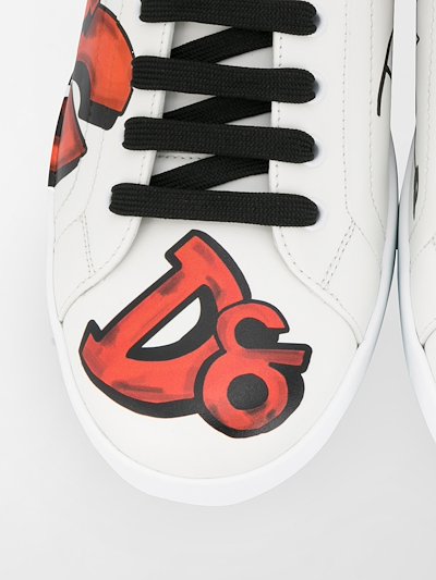 Dolce & Gabbana Portofino graffiti logo-print low top sneakers white | MODES