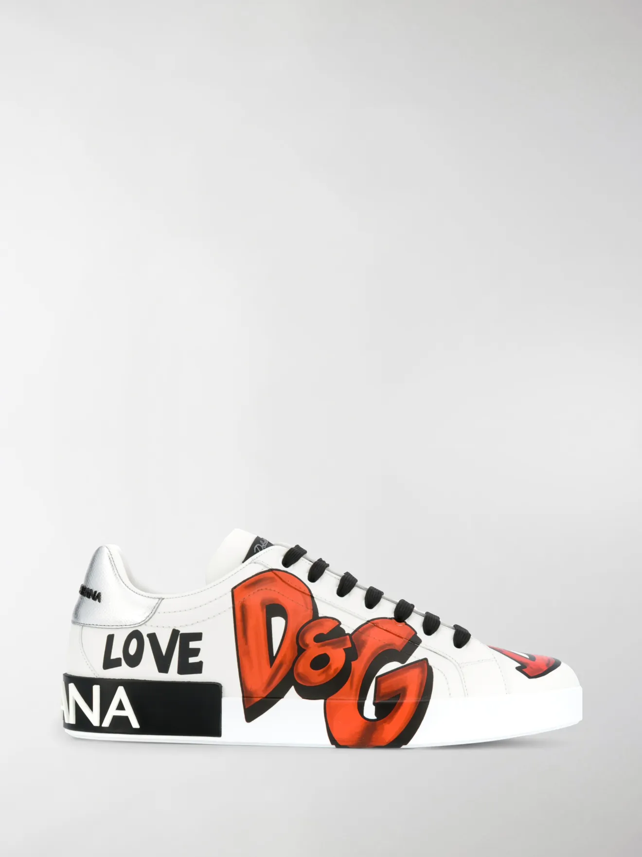 Dolce & Gabbana Portofino graffiti logo-print low top sneakers white | MODES