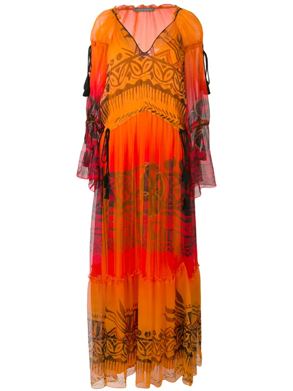 orange tassel dress