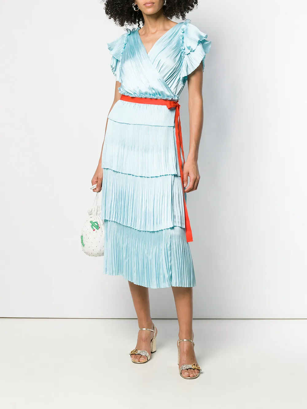 sasha pleated ruffle wrap dress