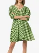 GANNI check puff-sleeve dress