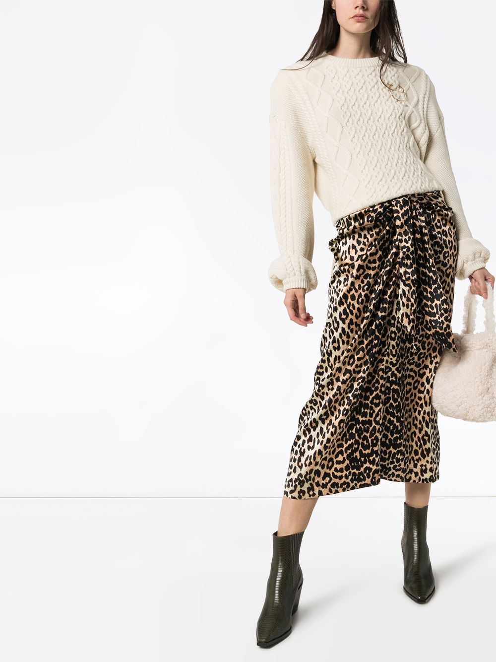 фото Ganni юбка миди с леопардовым принтом
