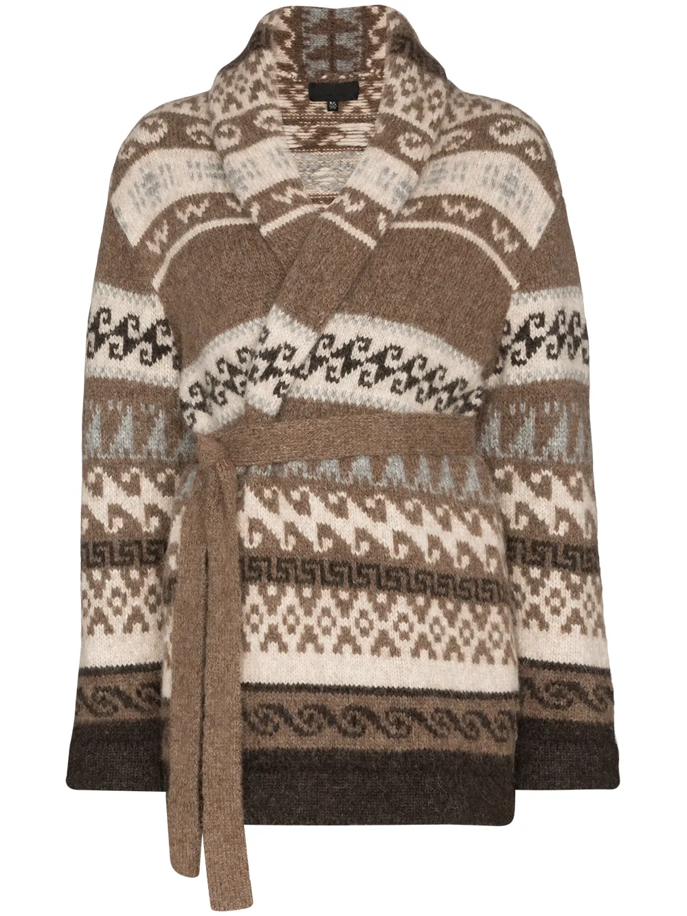 Nili Lotan Knits Mariyam belted fairisle cardigan