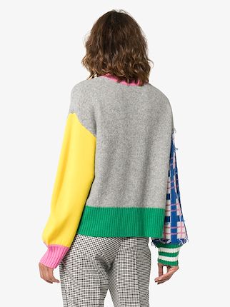 colour-block bird motif sweater展示图