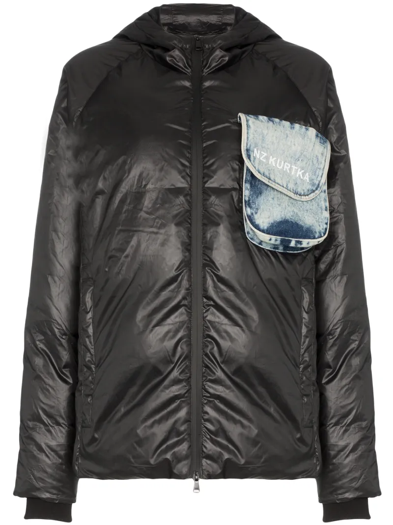 Natasha Zinko Jackets NATASHA ZINKO BEACH-TRASH PRINT PUFFER JACKET - BLACK