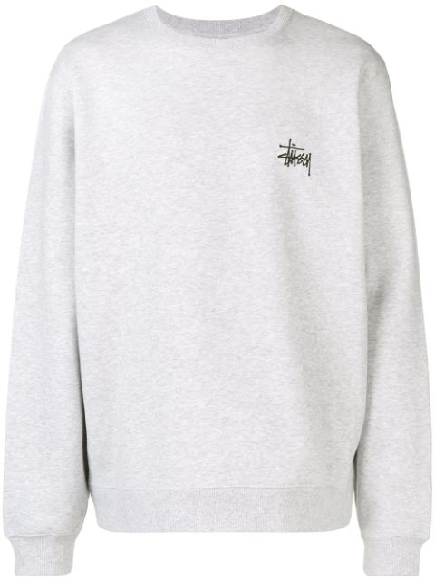 STUSSY STUSSY EMBROIDERED LOGO SWEATSHIRT - GREY