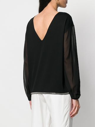 sheer sleeve knitted top展示图