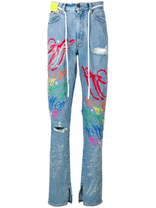 white graffiti jeans