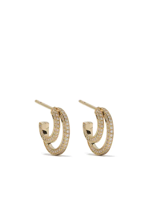 Georg Jensen 18kt Yellow Gold Halo Brilliant Cut Diamond Hoop Earrings ...