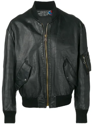 1980s leather shop bomber jacket