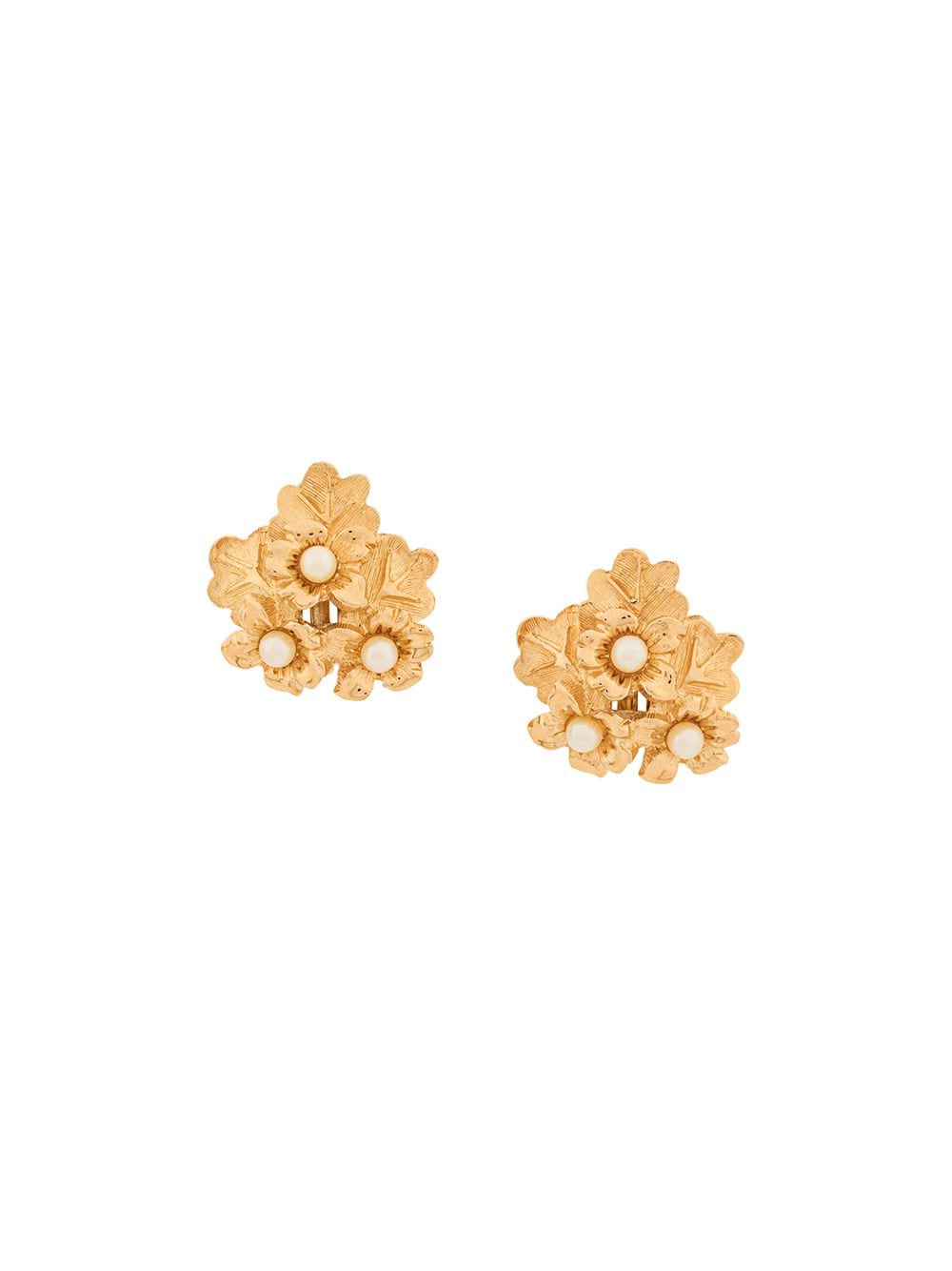 Pre-owned Nina Ricci Vintage 1980s 22kt Gold Plated Earrings In 金色