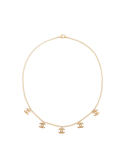 CHANEL Pre-Owned Collana con ciondolo logo placcata oro anni '90