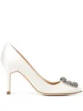 Manolo Blahnik 90mm Hangisi satin pumps - Neutrals
