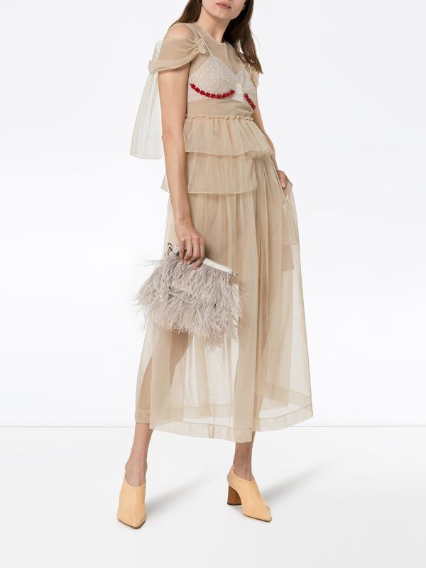 simone rocha sheer embellished midi dress