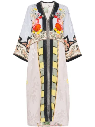 Floral Print Patchwork Kaftan Dress 