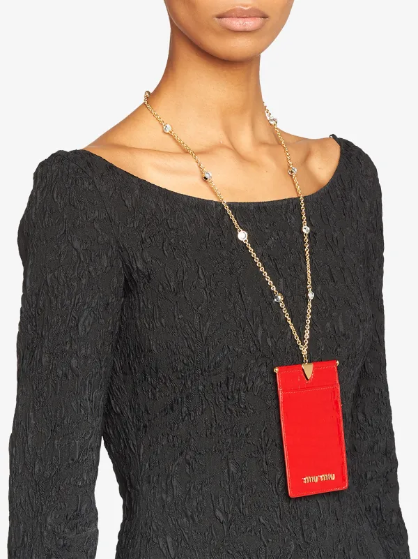 chanel id holder with chain