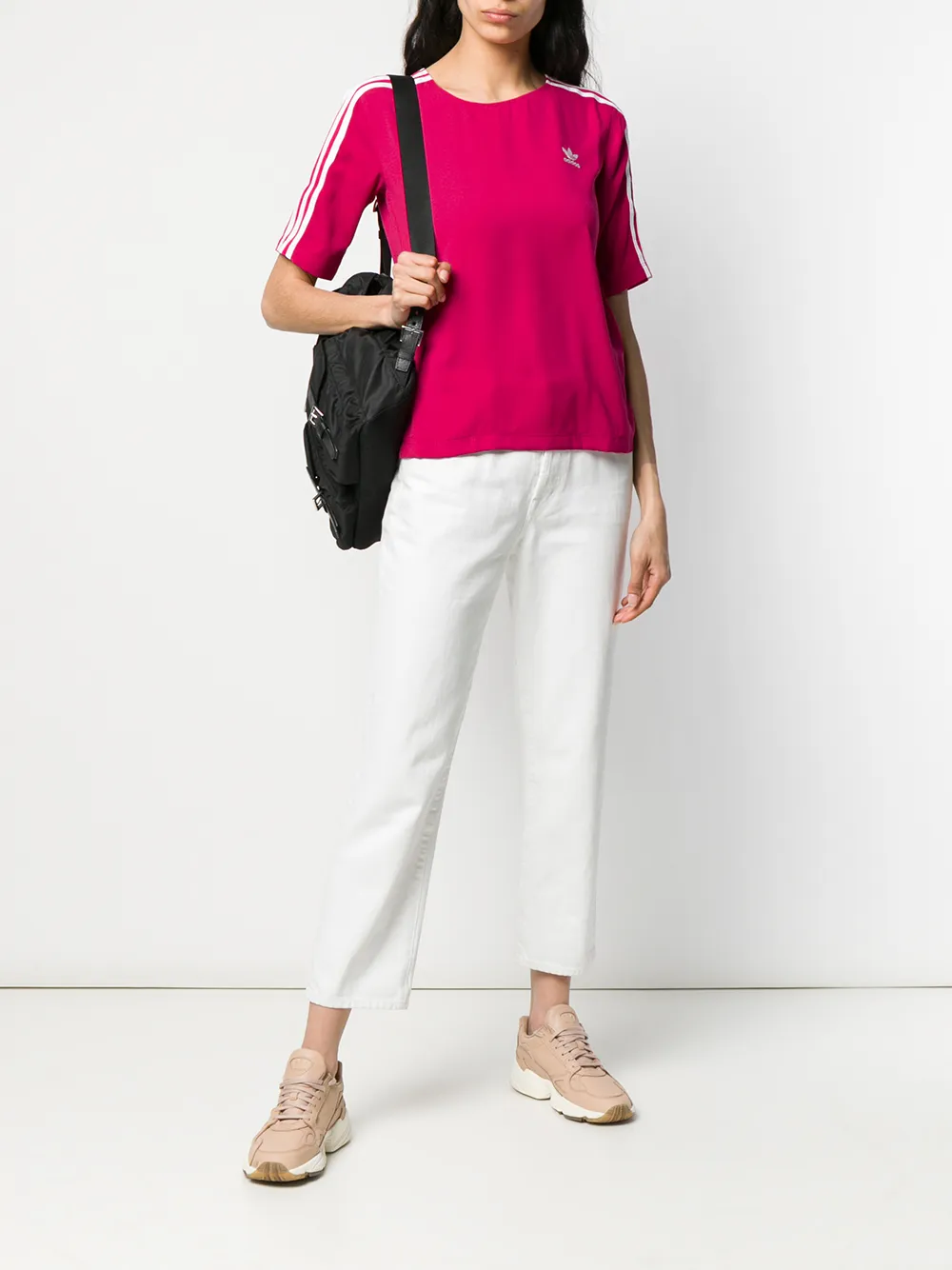 adidas T-shirt met drie strepen Roze