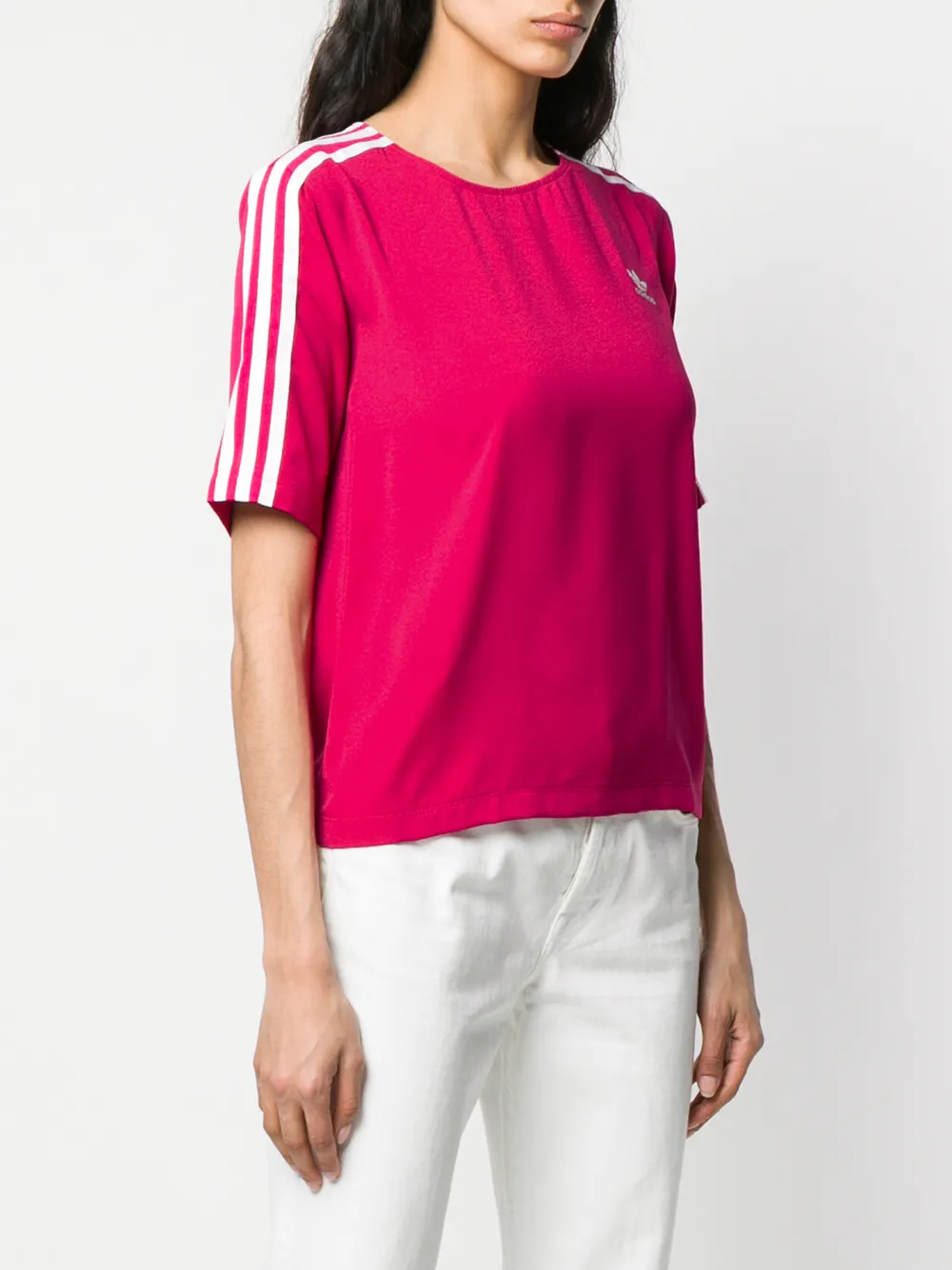 adidas T-shirt met drie strepen Roze
