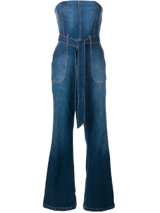 strapless denim jumpsuit