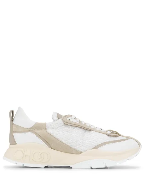 Click to view more detailed imagery on our partner's website Jimmy Choo Raine/M White And Moon Suede With Mesh Chunky Trainer In White Moon