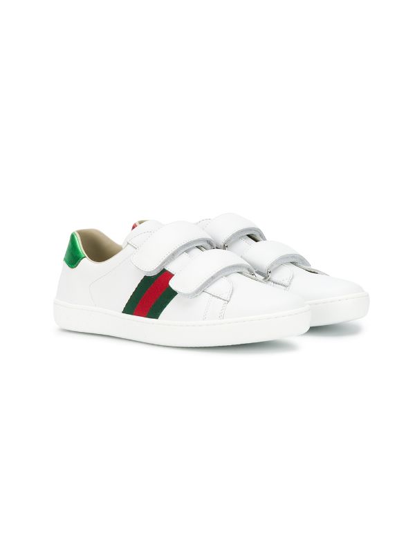 Shop white Gucci Kids Ace sneakers with 