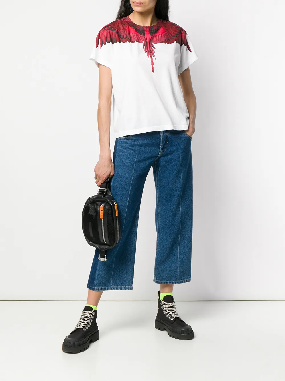 COUNTY OF MILAN T-shirt met vleugelprint Wit