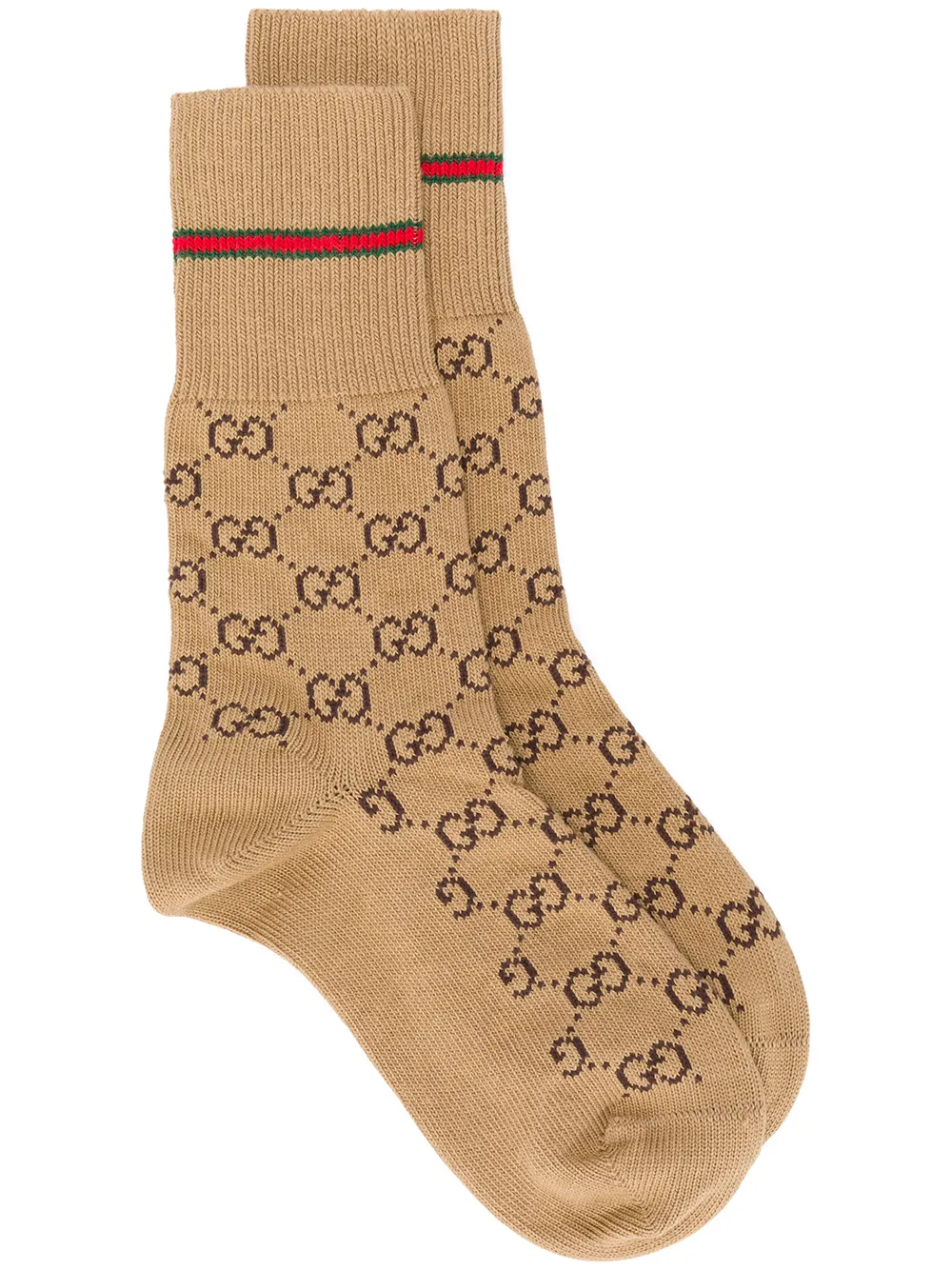 gucci chaussettes à motif gg et bandes web - tons neutres