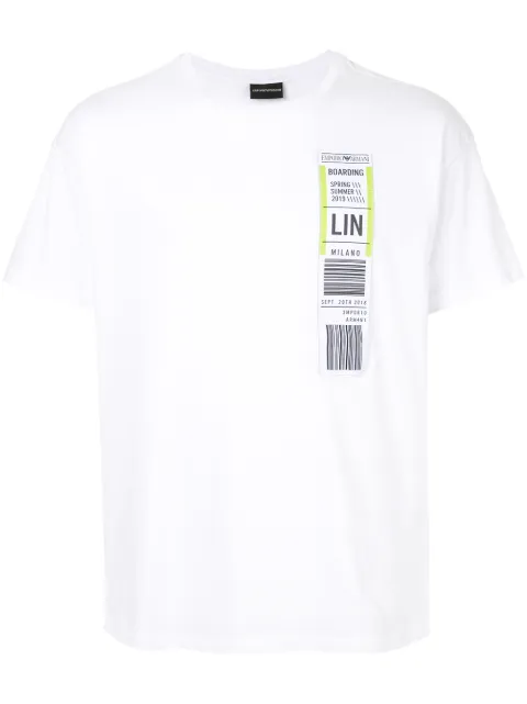 EMPORIO ARMANI EMPORIO ARMANI BOARDING TICKET T-SHIRT - WHITE