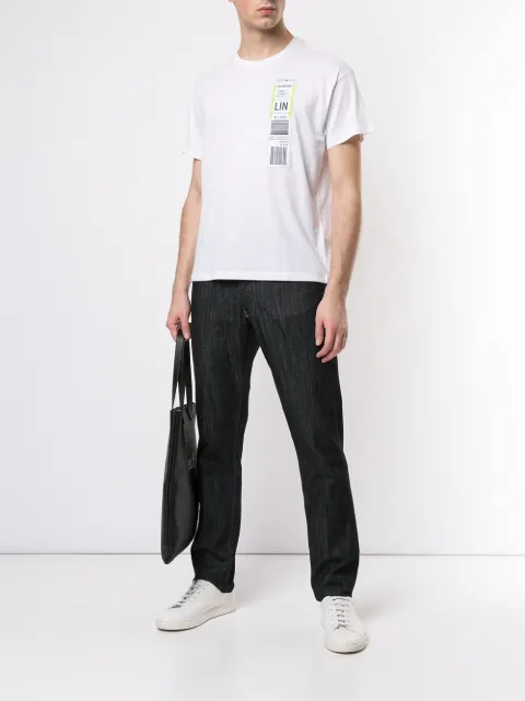 EMPORIO ARMANI EMPORIO ARMANI BOARDING TICKET T-SHIRT - WHITE