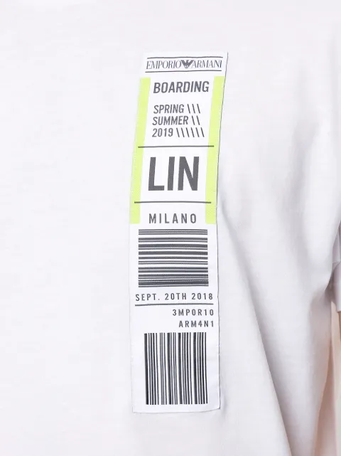 EMPORIO ARMANI EMPORIO ARMANI BOARDING TICKET T-SHIRT - WHITE