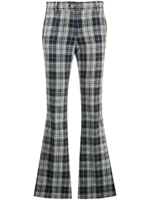 plaid flare pants womens