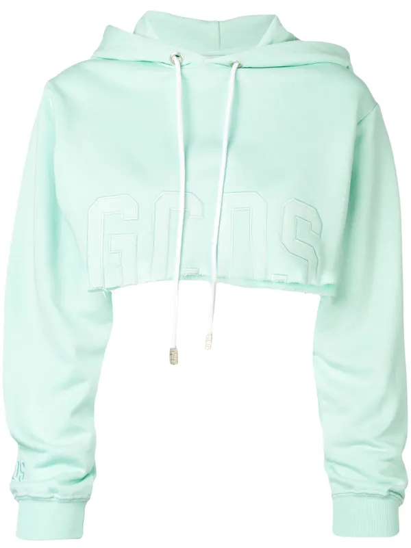 turquoise cropped hoodie