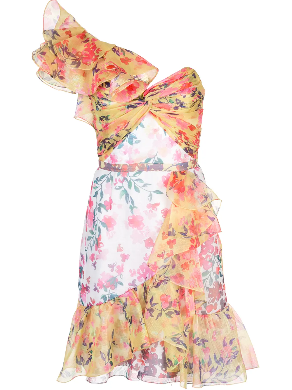 Marchesa Notte Floral Print Ruffled Dress - Farfetch