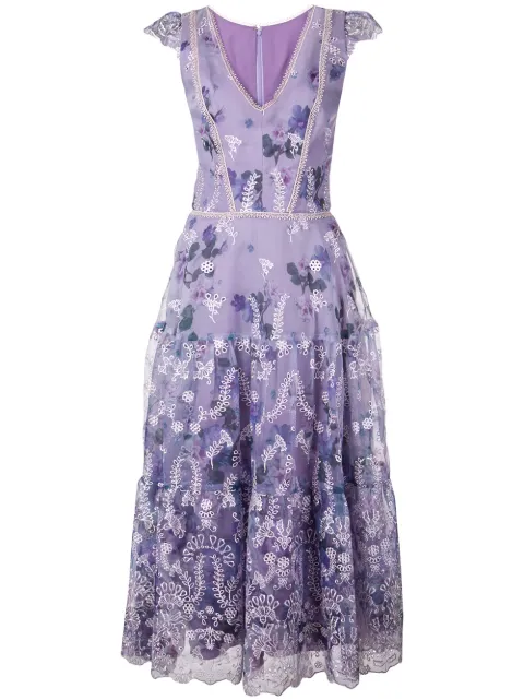 marchesa notte purple lace dress