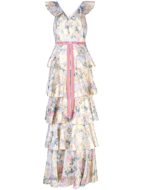 pink floral ruffle dress