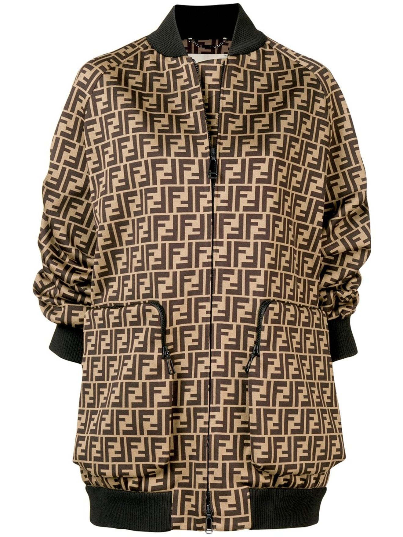 FENDI FF motif bomber jacket brown | MODES