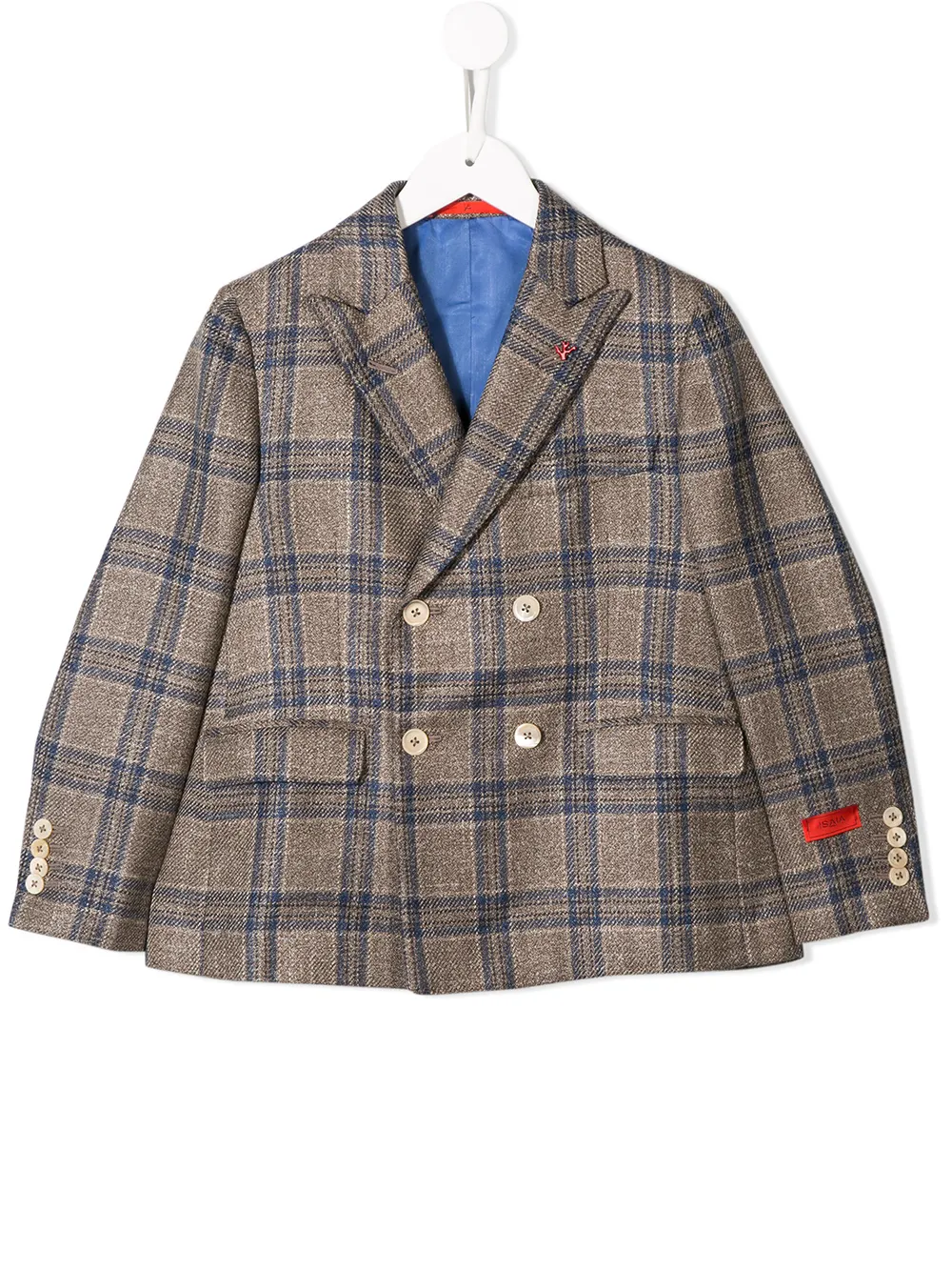 Isaia Kids двубортный блейзер в клетку