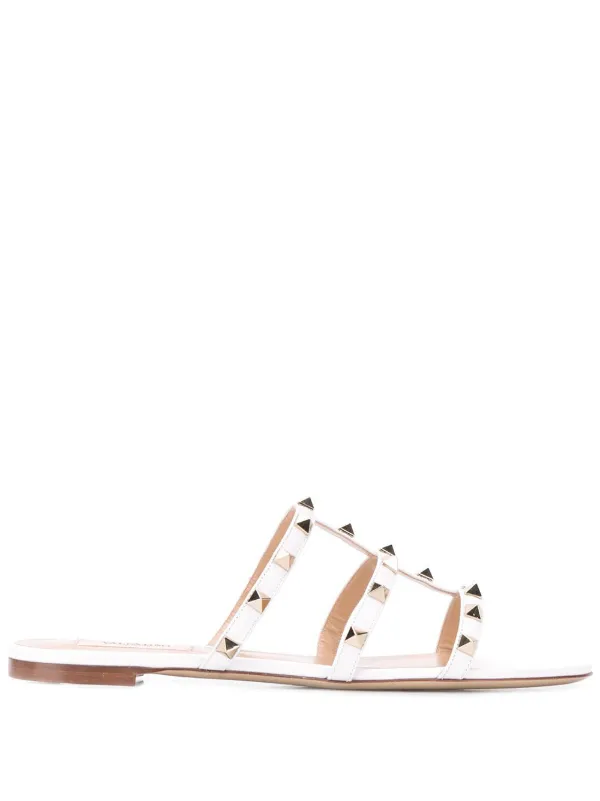 valentino white rockstud sandals