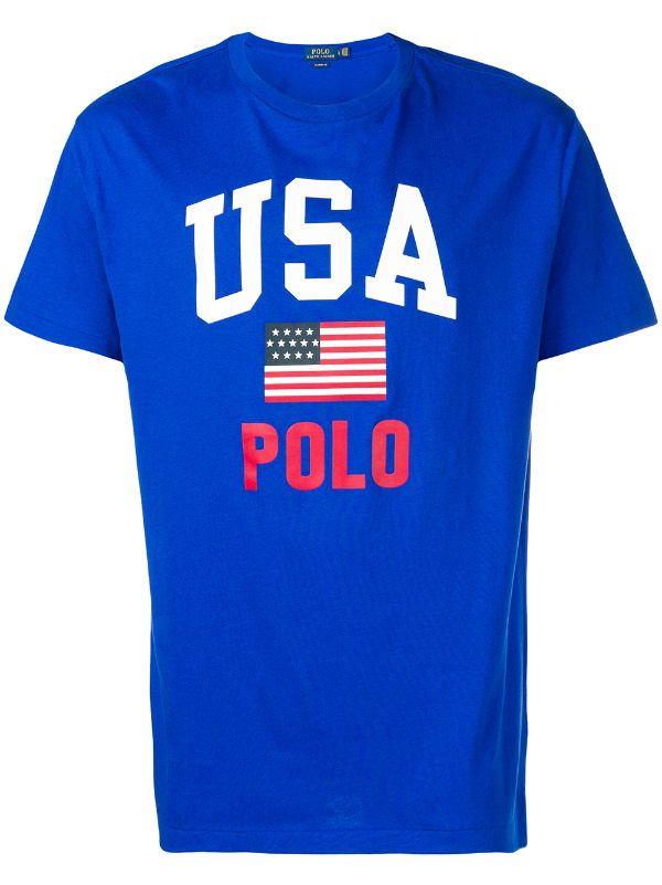 Shop blue Polo Ralph Lauren USA logo 