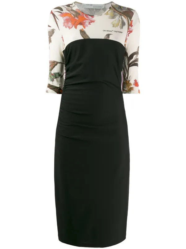 Off-White Two-layer Midi Dress in Black