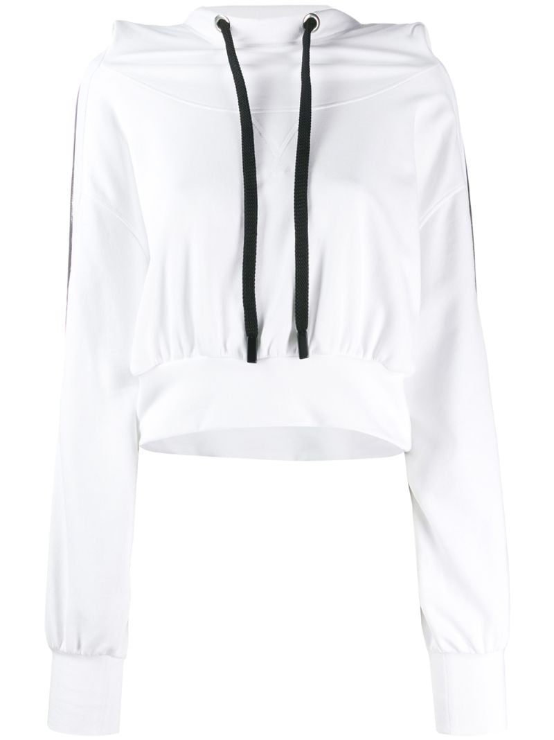 No Ka'oi Cropped Stripe Detail Hoodie In White