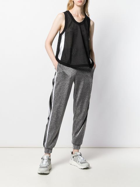 metallic track pants